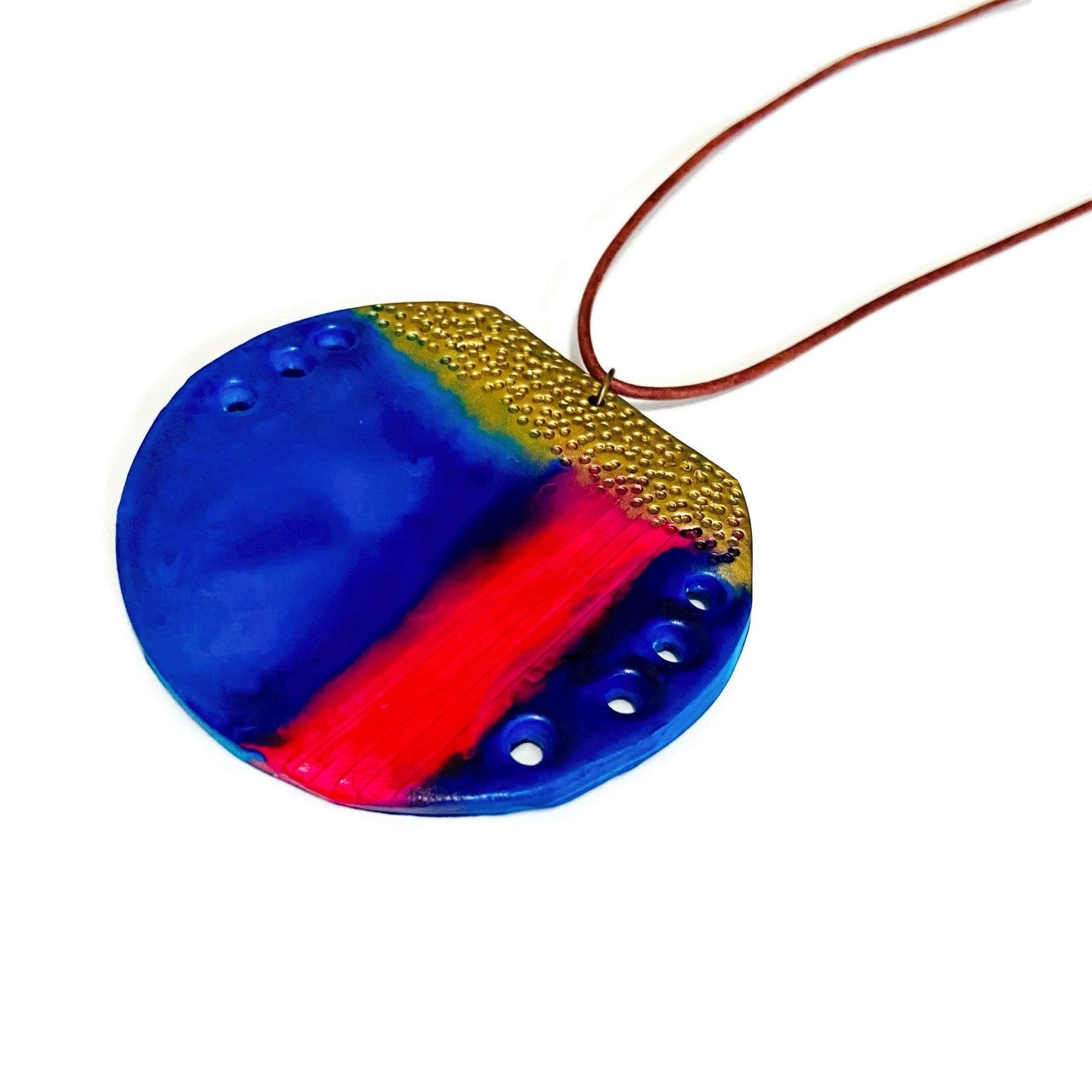 Abstract Blue Circle Pendant Necklace - Velora Luxury Fashion