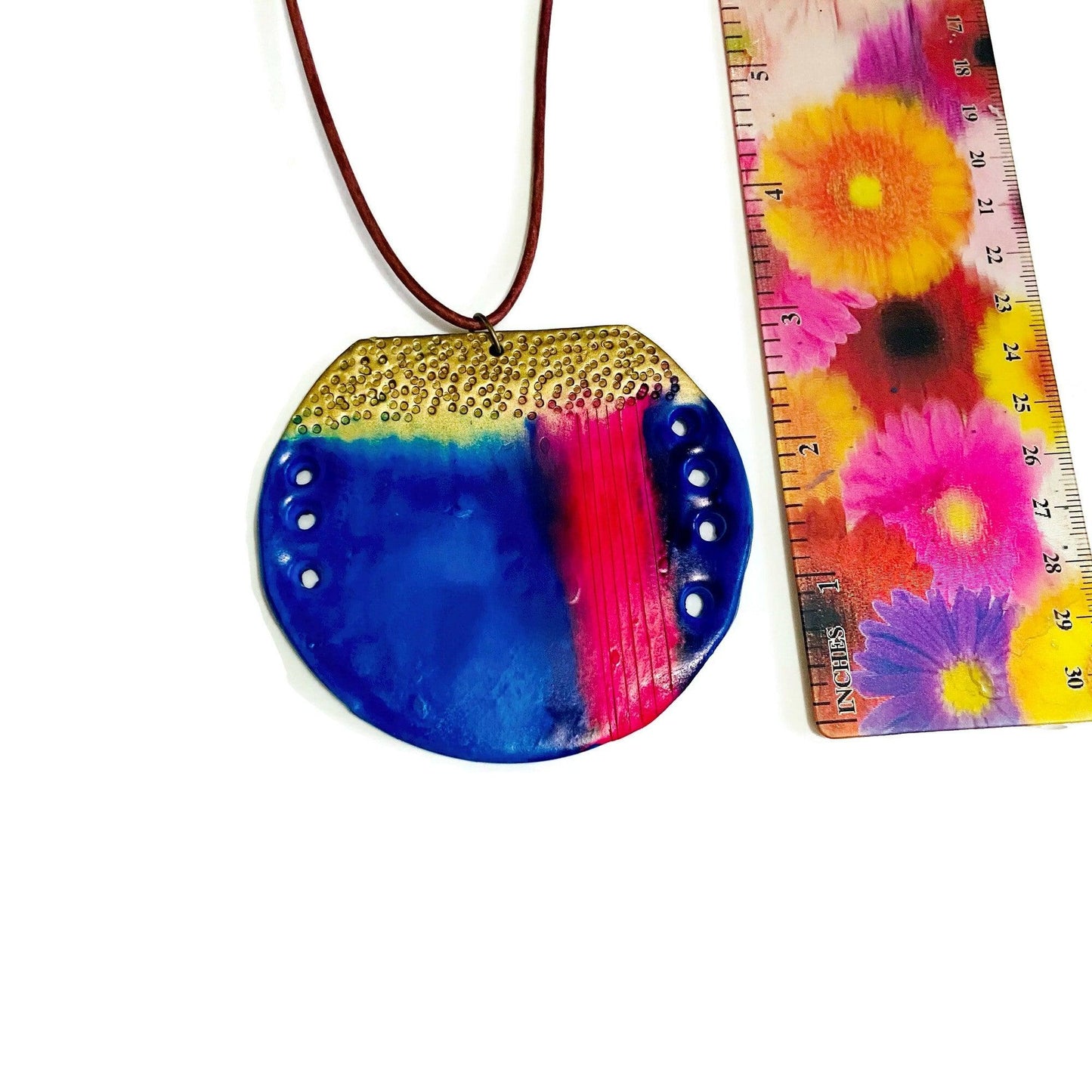 Abstract Blue Circle Pendant Necklace - Velora Luxury Fashion