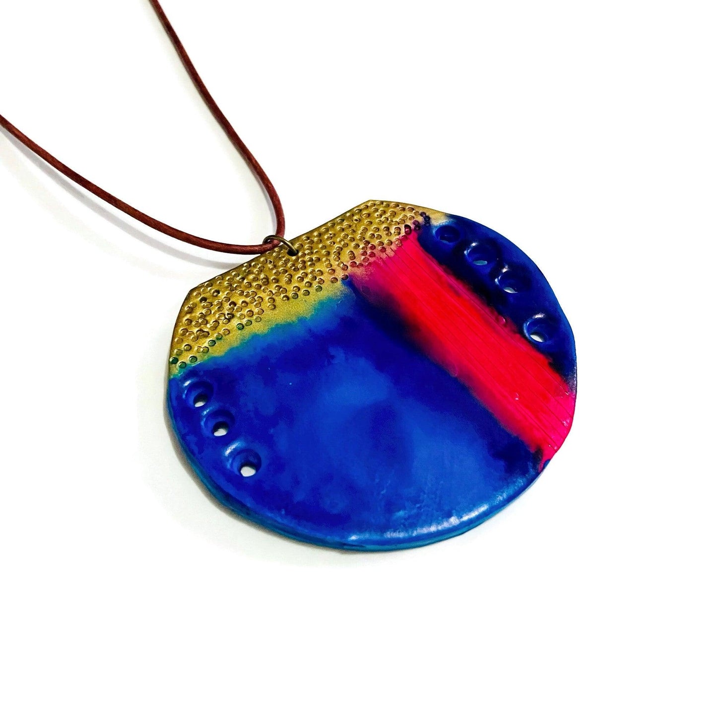 Abstract Blue Circle Pendant Necklace - Velora Luxury Fashion