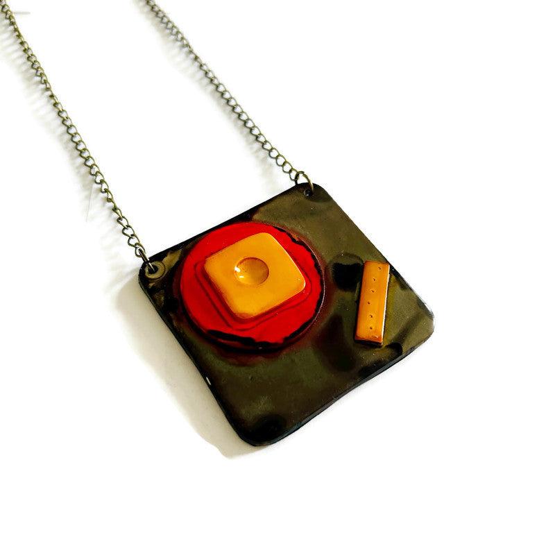 Abstract Geometric Pendant Necklace Handmade - Velora Luxury Fashion