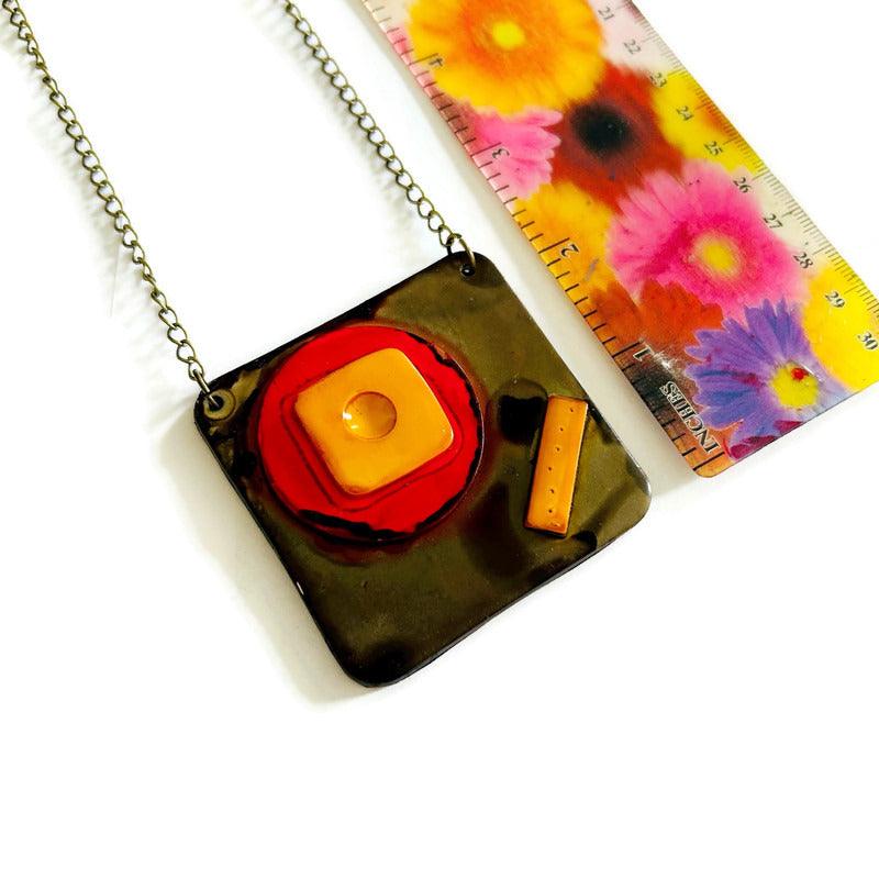 Abstract Geometric Pendant Necklace Handmade - Velora Luxury Fashion