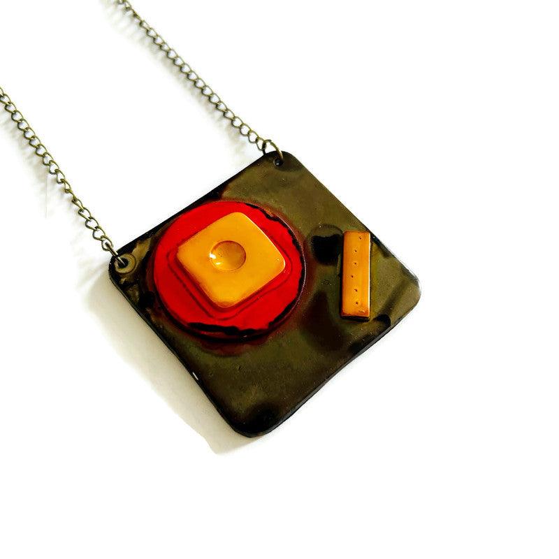 Abstract Geometric Pendant Necklace Handmade - Velora Luxury Fashion