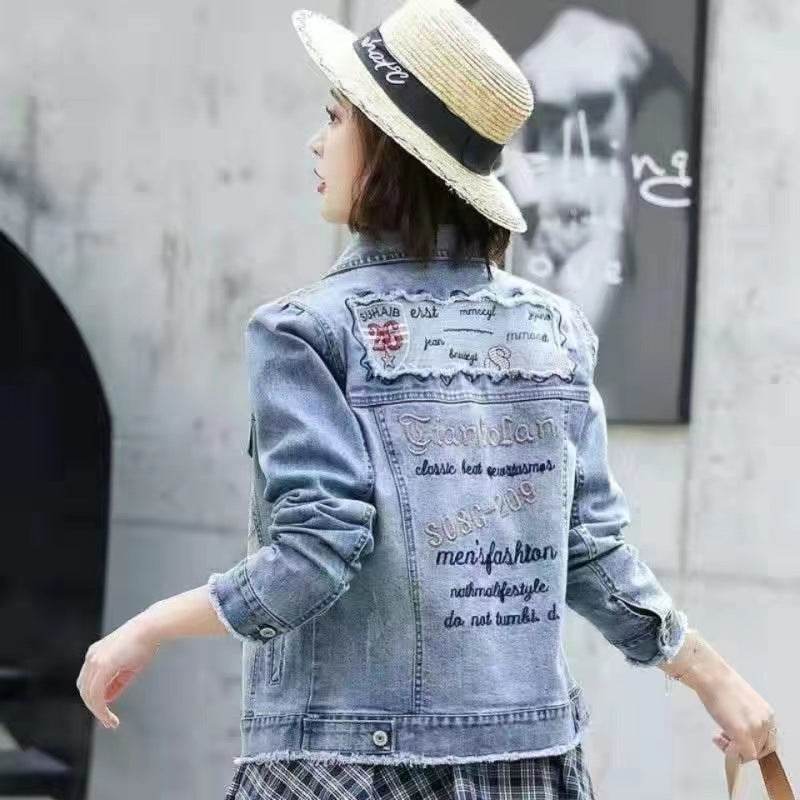 Korean Version Of The Loose Student's New Trendy All-match Net Red College Style Simple Denim Jacket Women - Velora