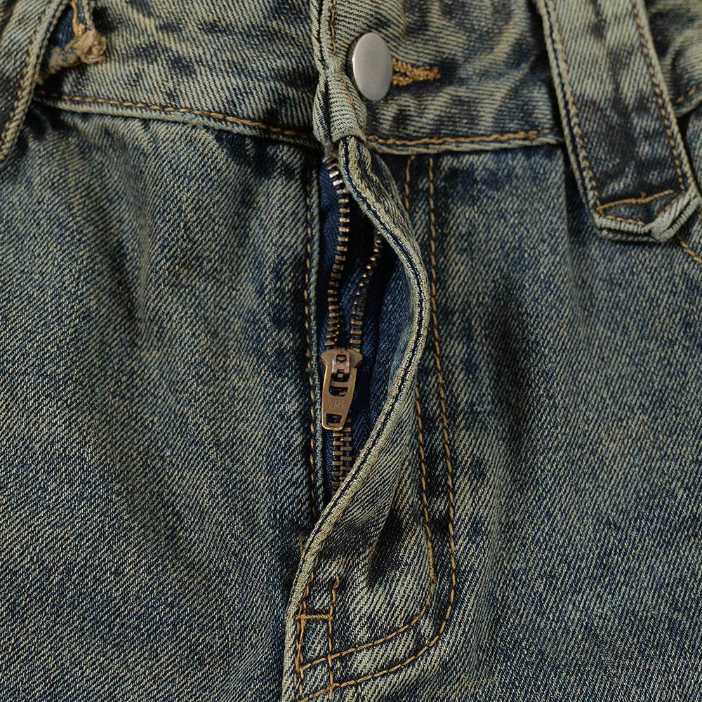 Punk Distressed Washed Denim Jeans Cargo Pant Men - Velora