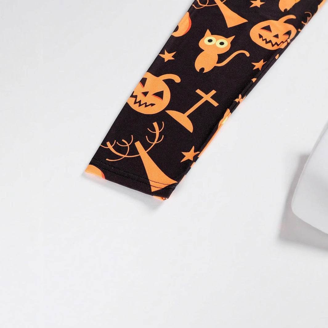 Digital Printing Halloween Round Neck Long Sleeve Plus Size T-shirt - Velora