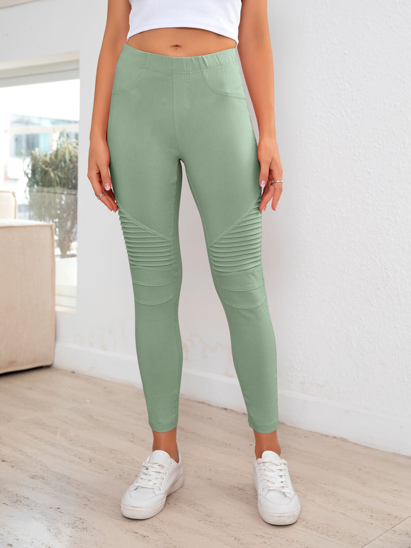 Ribbed Detail Leggings - Velora