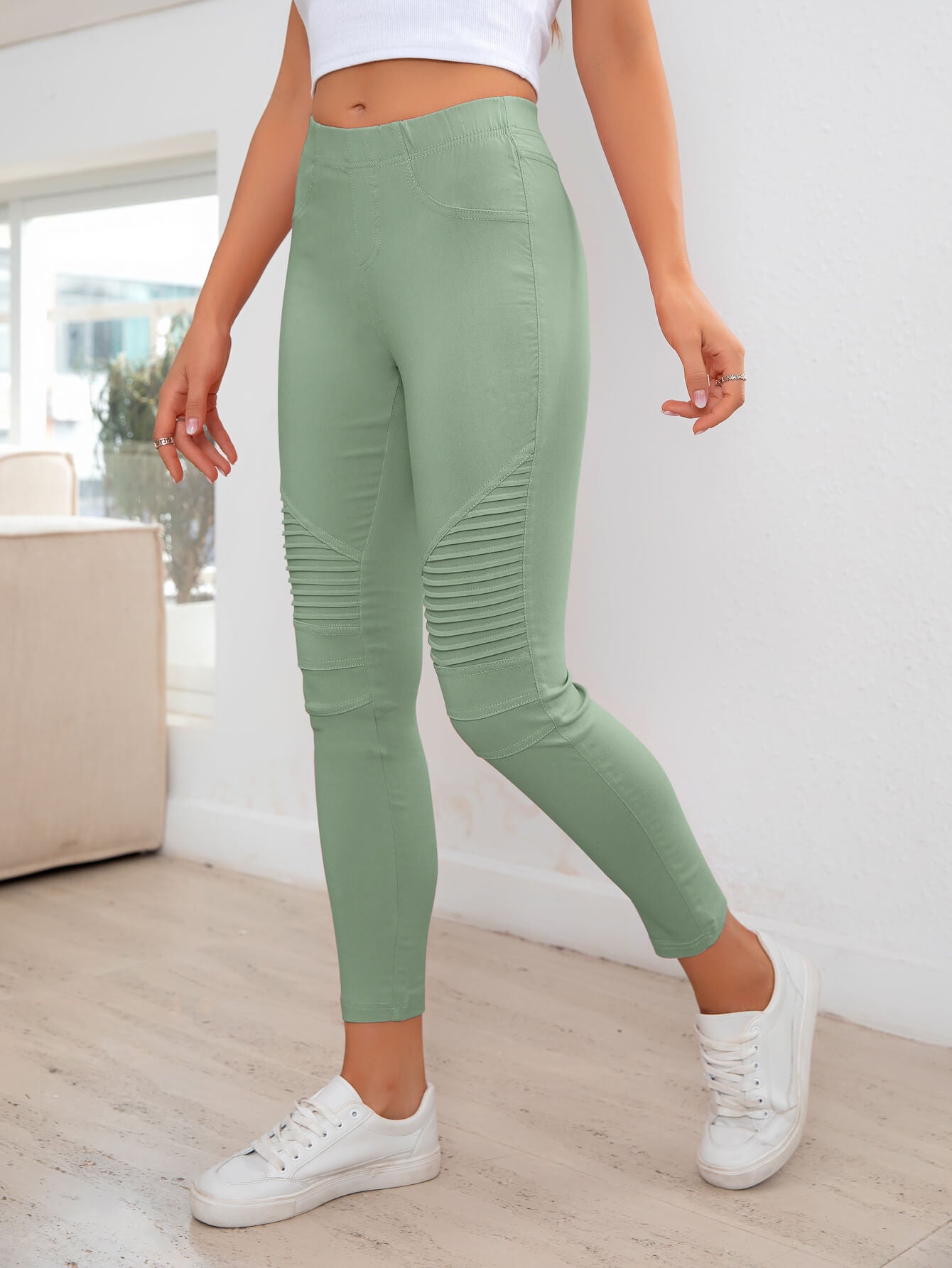 Ribbed Detail Leggings - Velora