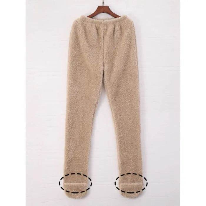 Women Coral Fleece Socks Leggings Winter Warm Sleepwear Ankles Knees Guard Women Home Pants Thick Pajamas Pant - Velora