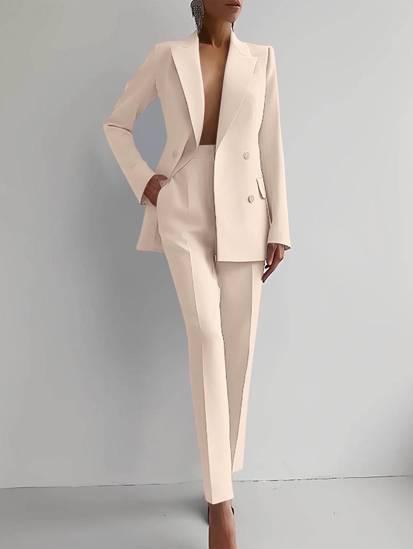 Casual Suits Fashion Long Sleeve Single-breasted Jacket Top And Slim Fit Trousers Women's Business Suits - Velora