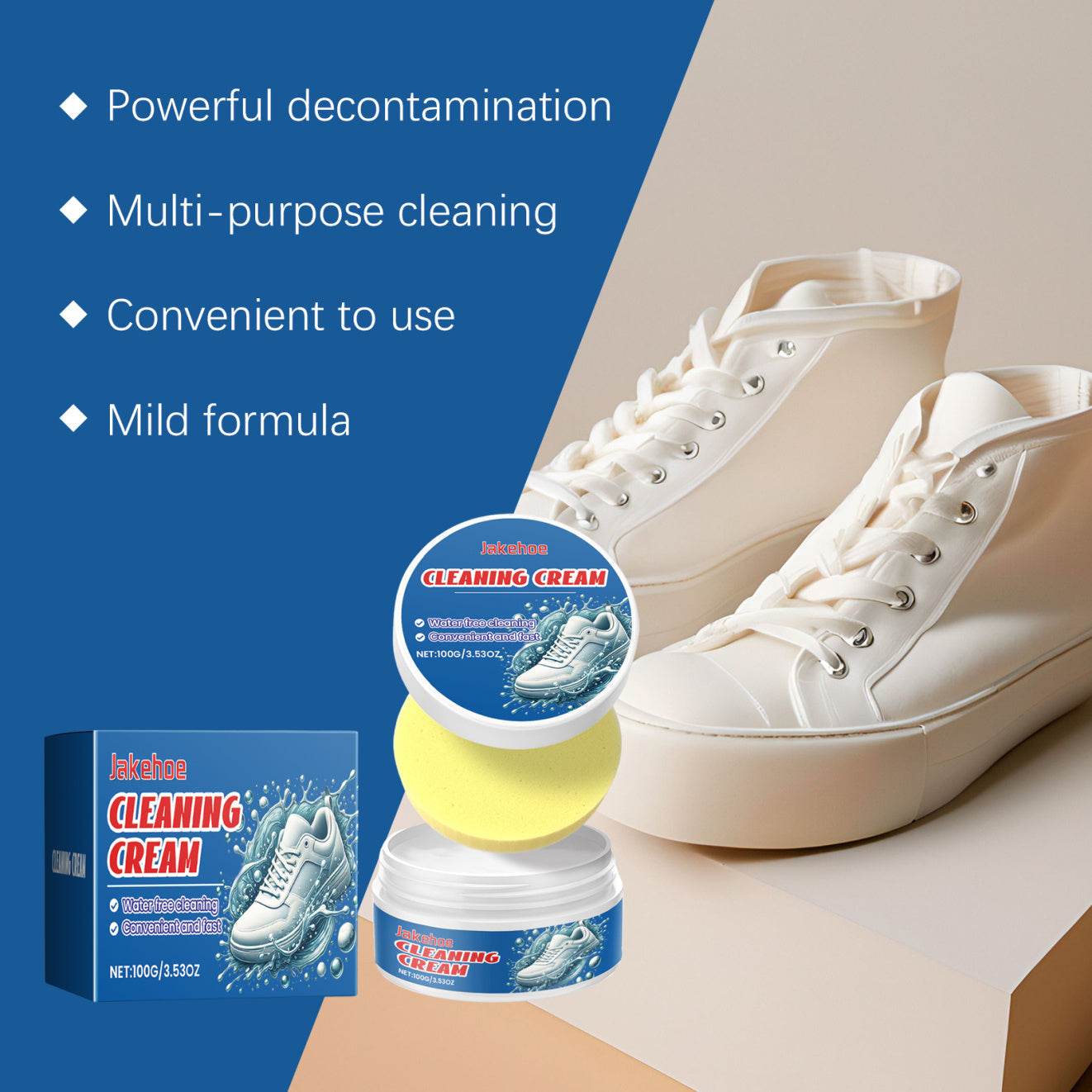 Jakehoe White Shoes Cleaning Balm Water-free Washing Brightening Stain remover - Velora