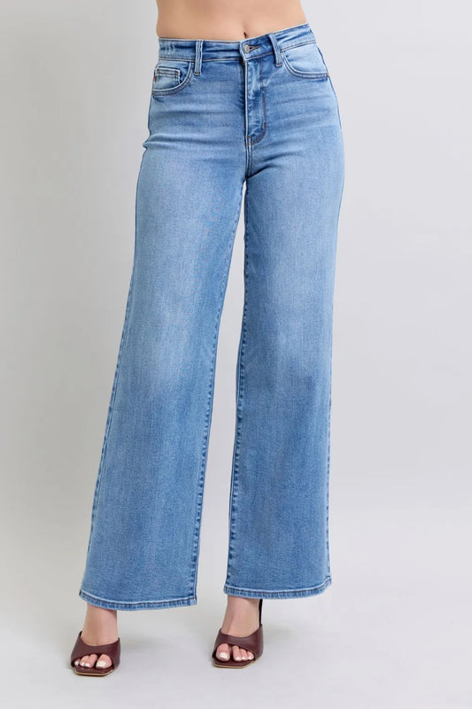 Judy Blue Full Size Wide Leg Jeans with Pockets - Velora