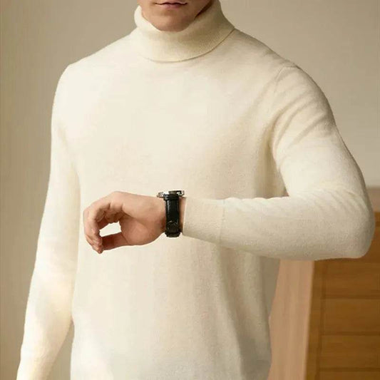 Pure Wool Thermal Slim Fit Turtleneck Sweater for Men - Velora