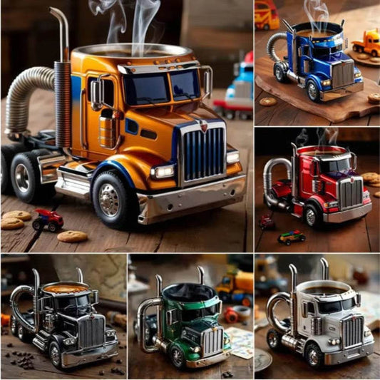 Durable Truck Coffee Mug Semi Truck Handcrafted Coffee Cup Semi-trailer Shaped Semi-Truck Coffee Mugs For Family - Velora