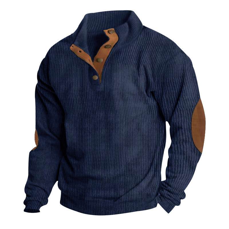 Corduroy Casual Stand Collar Long-sleeved Sweater men - Velora