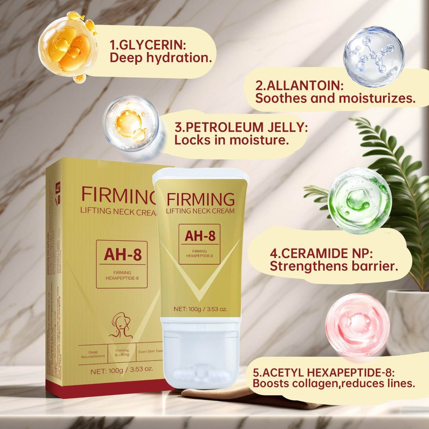 Firming Neck Cream AH-8 - Firming Lifting Neck cream - Velora