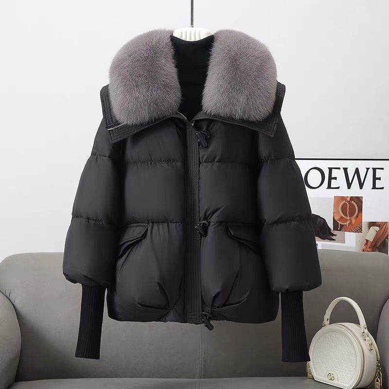 Down Cotton-padded Jacket Women's Short Fur Collar Thickened Coat Winter Clothing - Velora