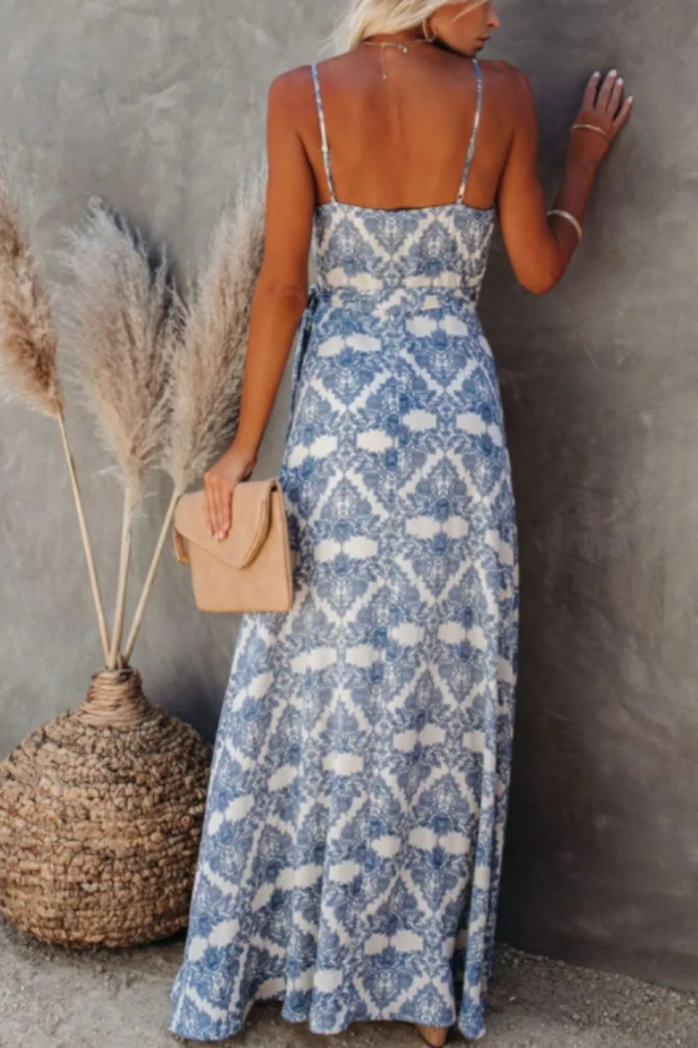 Printed Tied Maxi Cami Dress - Velora
