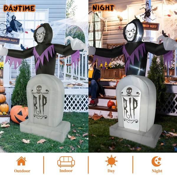 Grim Reaper And Grave, Halloween Inflatable Decoration 12V - Velora