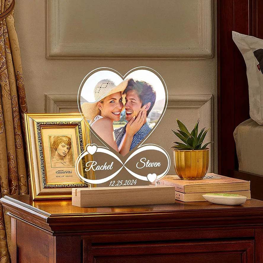 Customized Personalized Valentine Acrylic Lovers Night LED light picture frame - Velora