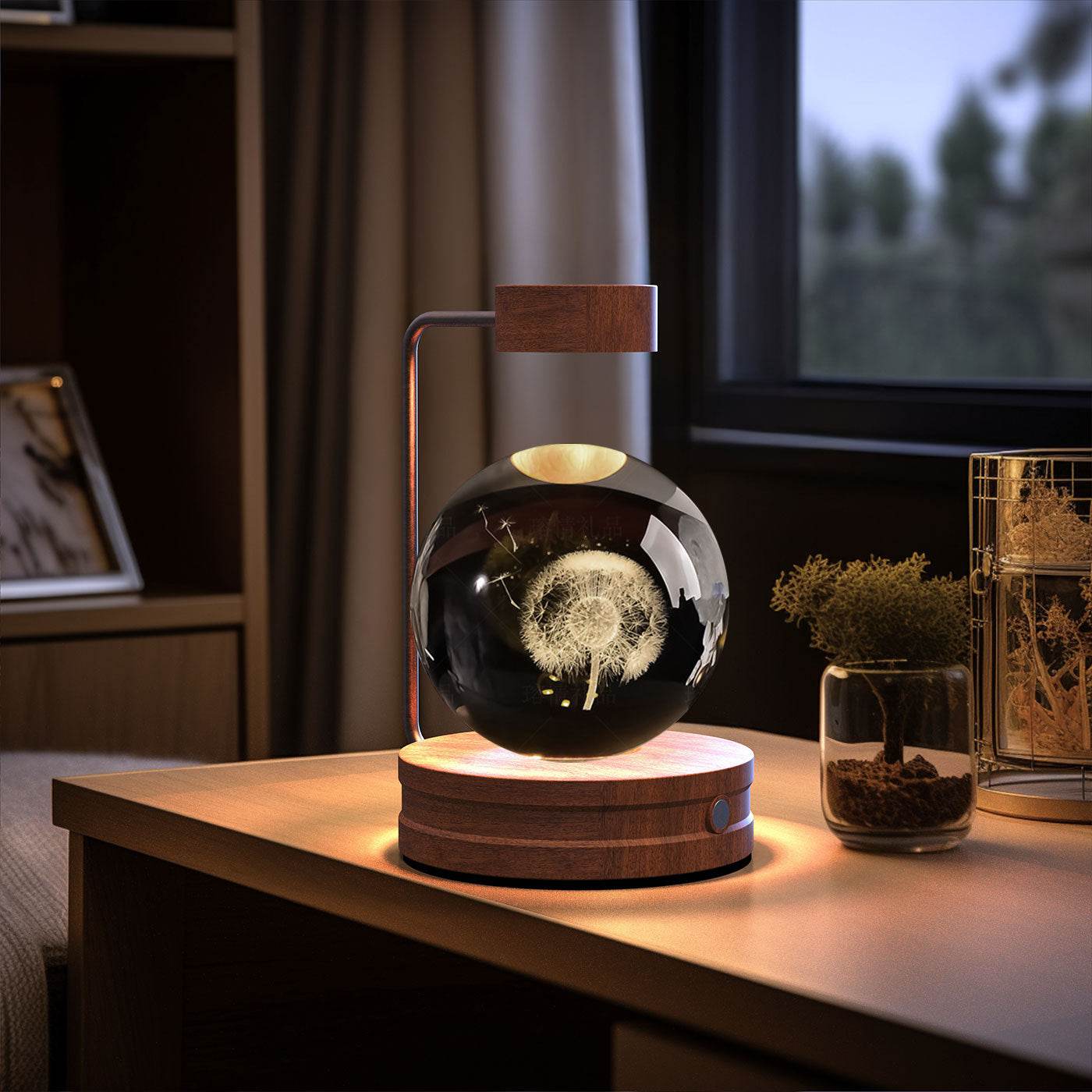Crystal Ball Cosmic Dinosaur Indoor Night Light USB Power Warm Bedside Light Birthday Gift Night Lamp - Velora