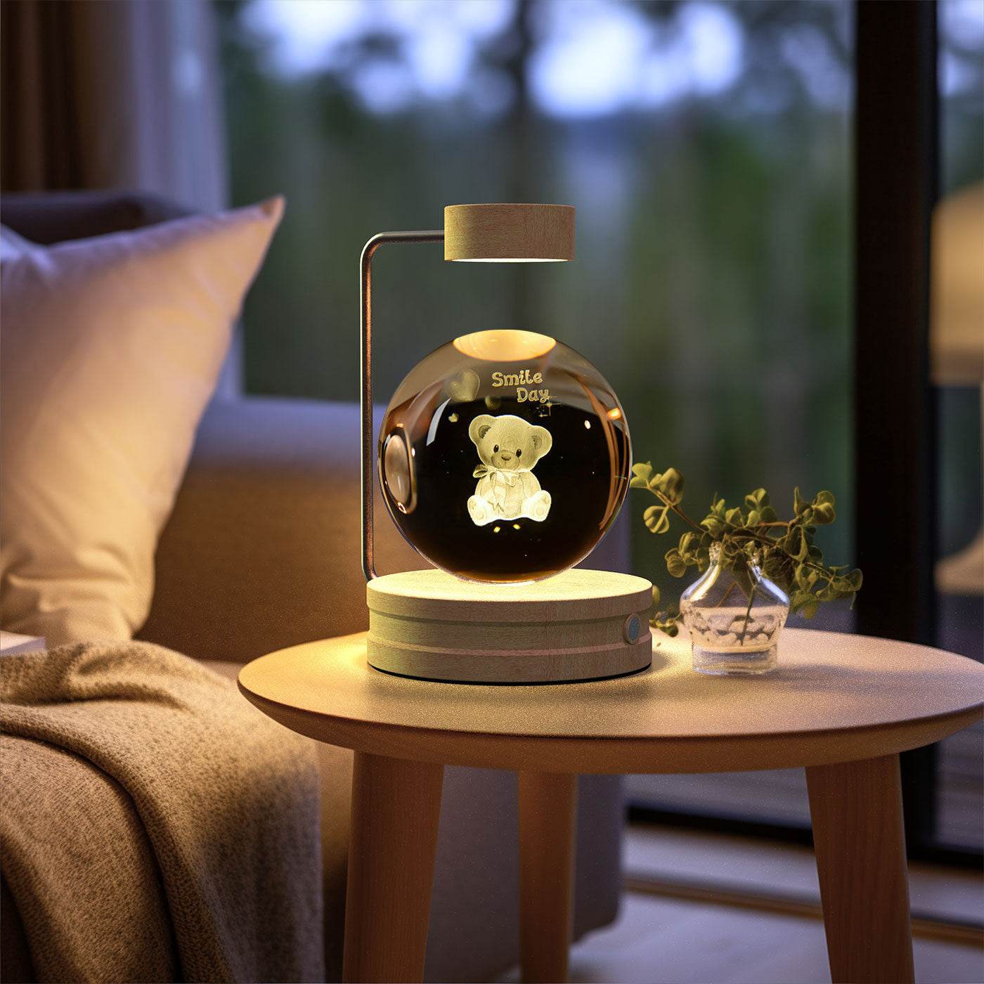 Crystal Ball Cosmic Dinosaur Indoor Night Light USB Power Warm Bedside Light Birthday Gift Night Lamp - Velora