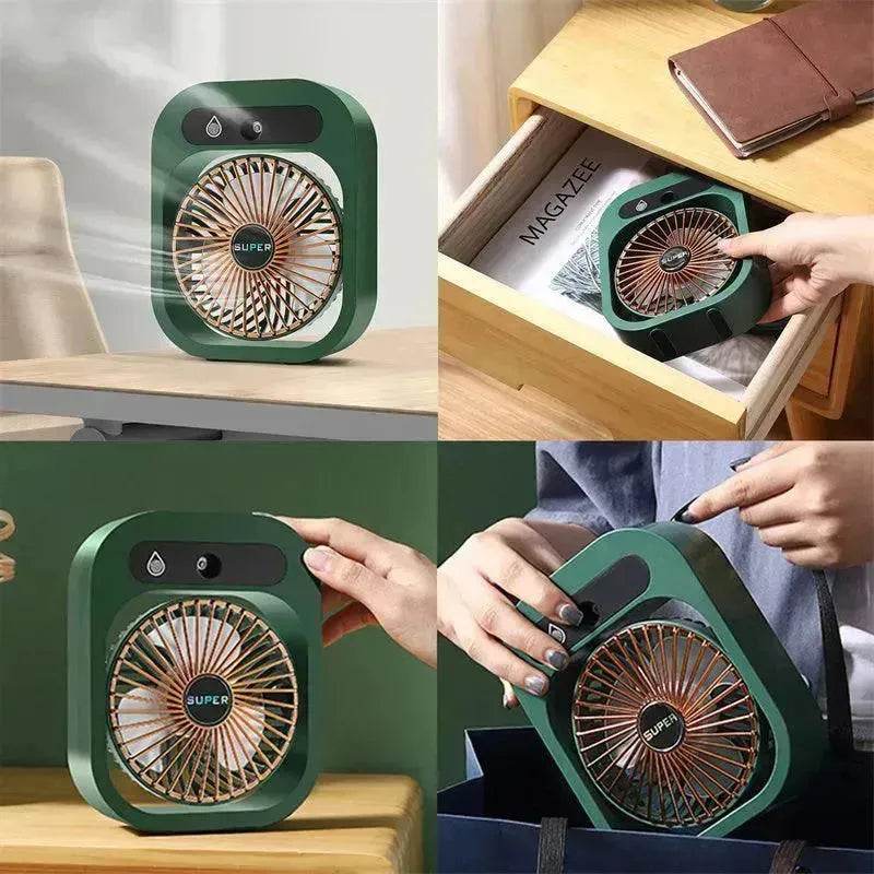 Air Conditioning Fan Desk Misting Fan Air Cooler Cooling USB Rechargeable Humidifier Portable Spray Fan With 3 Wind Speeds For Home - Velora