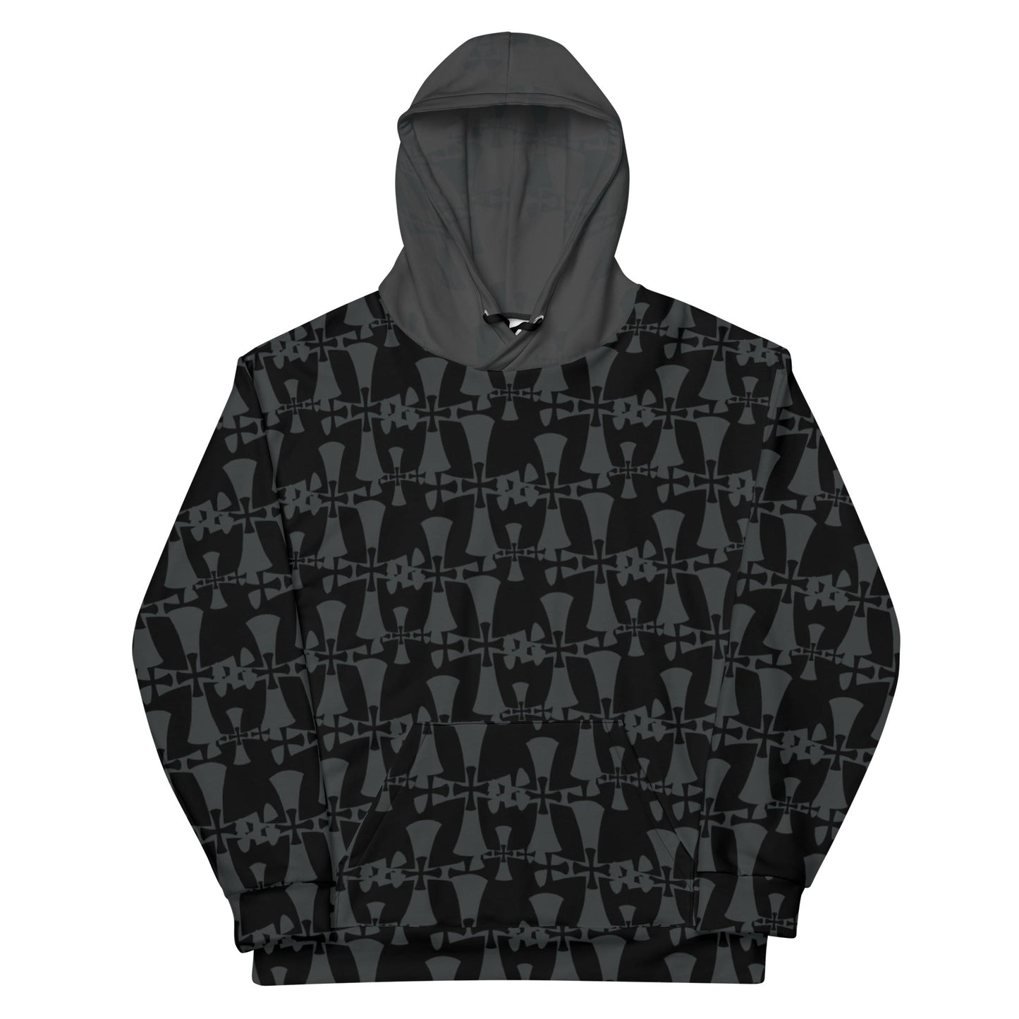 Men's Recycled Premium Black-Gray Hoodie-Allover 3 crusader print