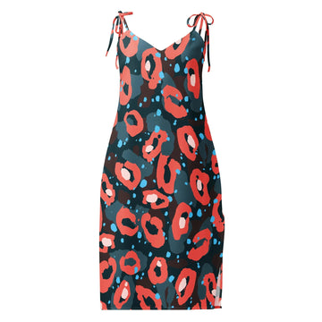 Tie-strap midi dress - Hot Pink Leopard Print