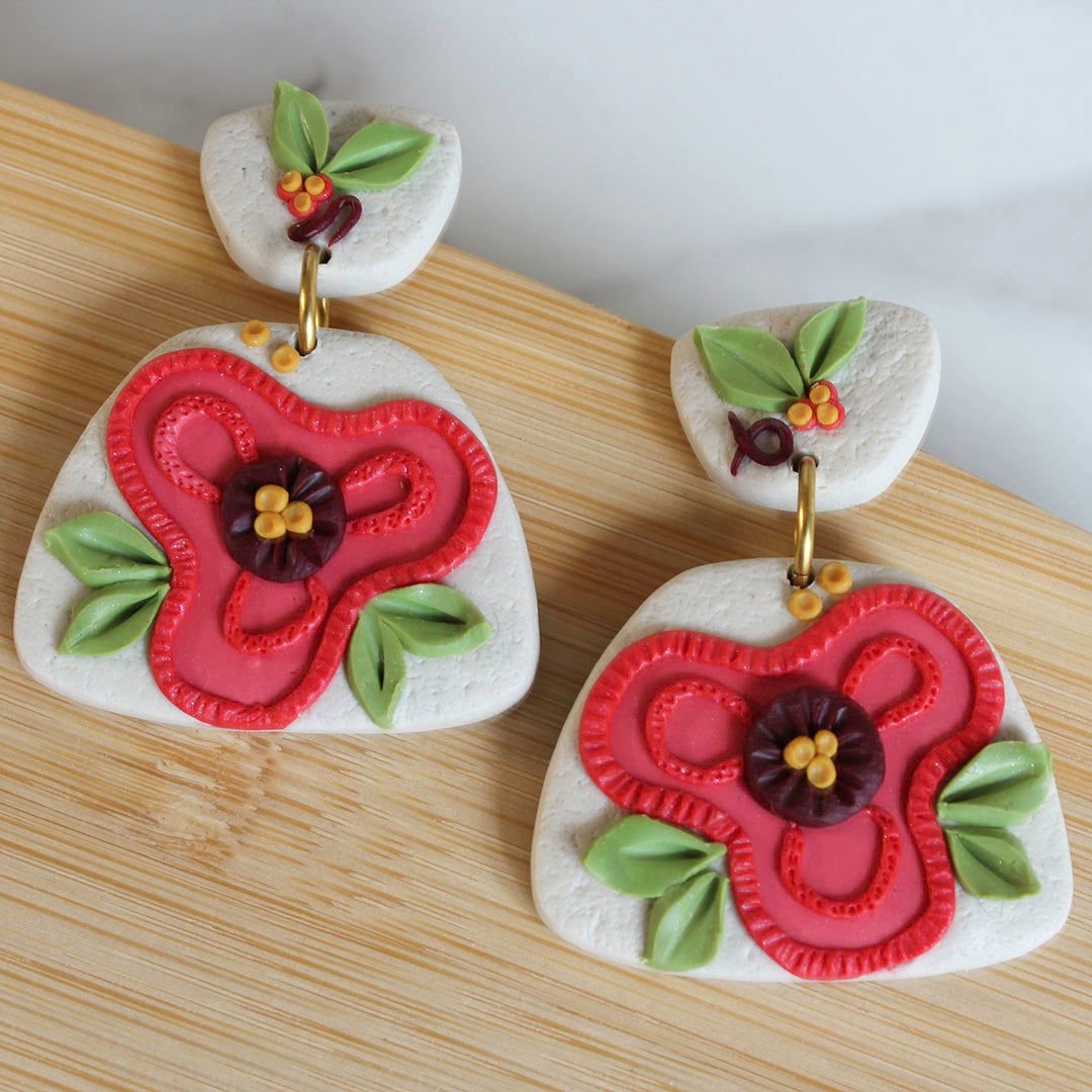 Alma Rosa Jewelry Polymer Clay Flower Earrings - Velora Luxury Fashion