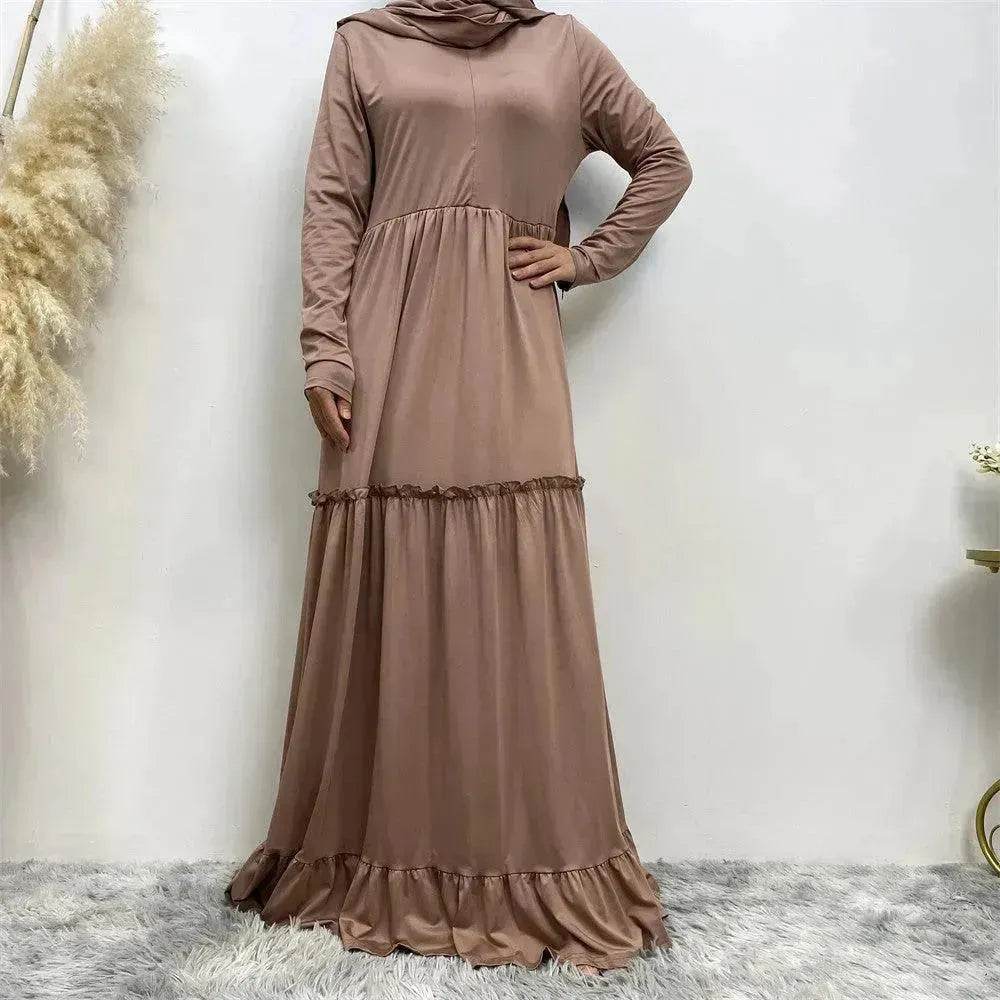 Amazing Simple Maxi Gown Abaya Dress for Sophisticated Arab Dubai Turkey Middle Eastern Women. - Velora