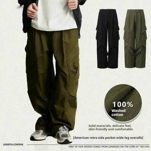 American Retro Loose Side Pocket Wide-leg Cargo Pant for men - Velora