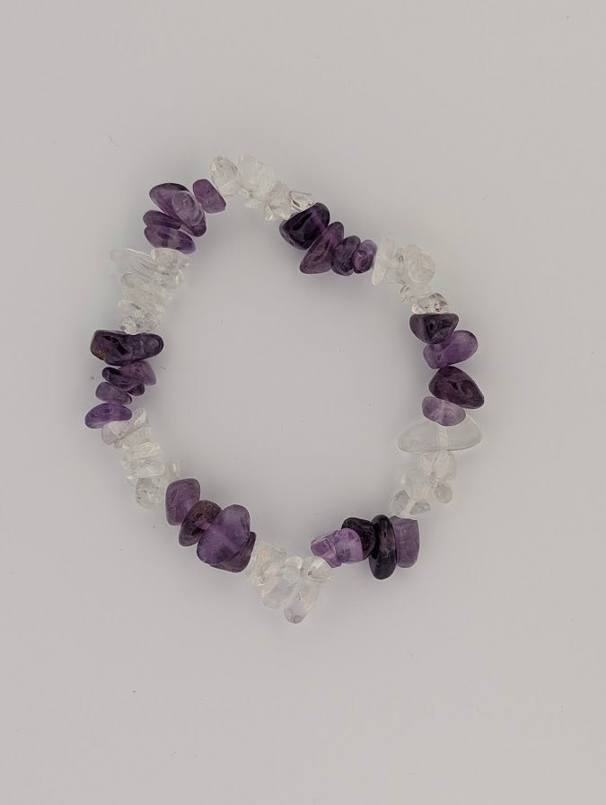 Amethyst & Clear Quartz Chip Bracelet