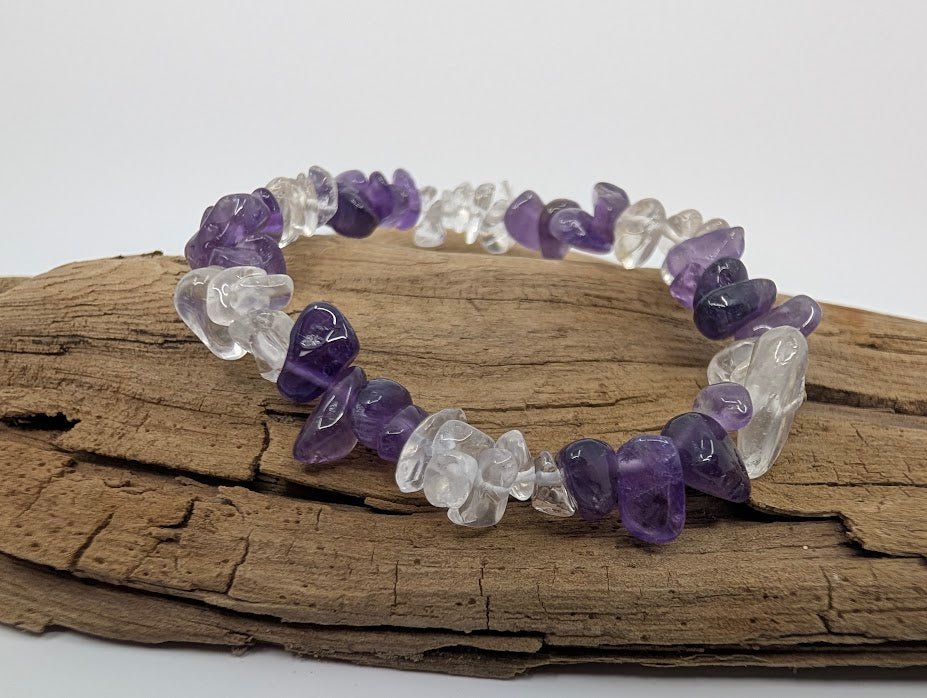 Amethyst & Clear Quartz Chip Bracelet