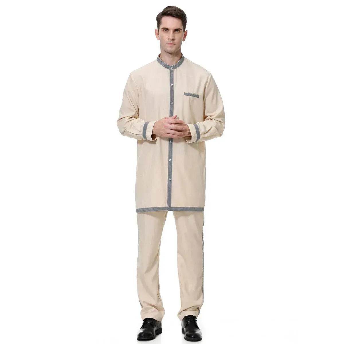 Islamic Two piece wear for Men Saudi Arab Men's Robe Suit Arab2pcs Thobe Jubba Thoub Robe - Velora