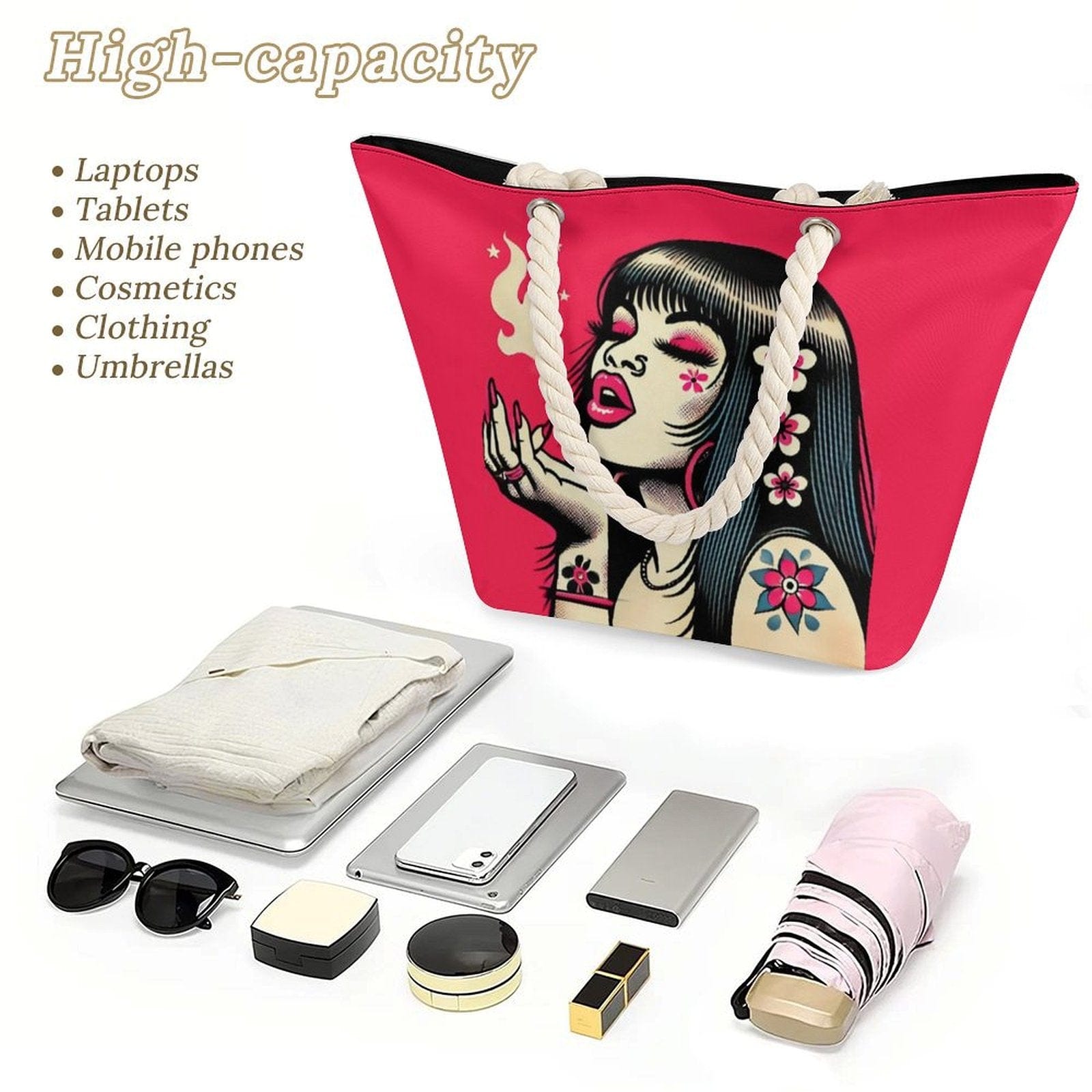 Pink Diesel Hemp rope tote bag - Velora