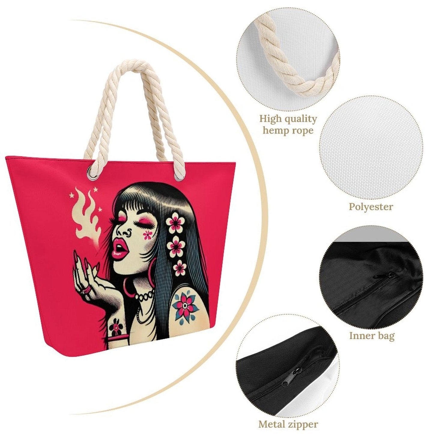 Pink Diesel Hemp rope tote bag - Velora