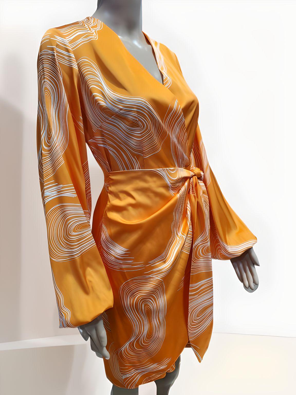 Knee-Length Belt Dress Astudio.fashion