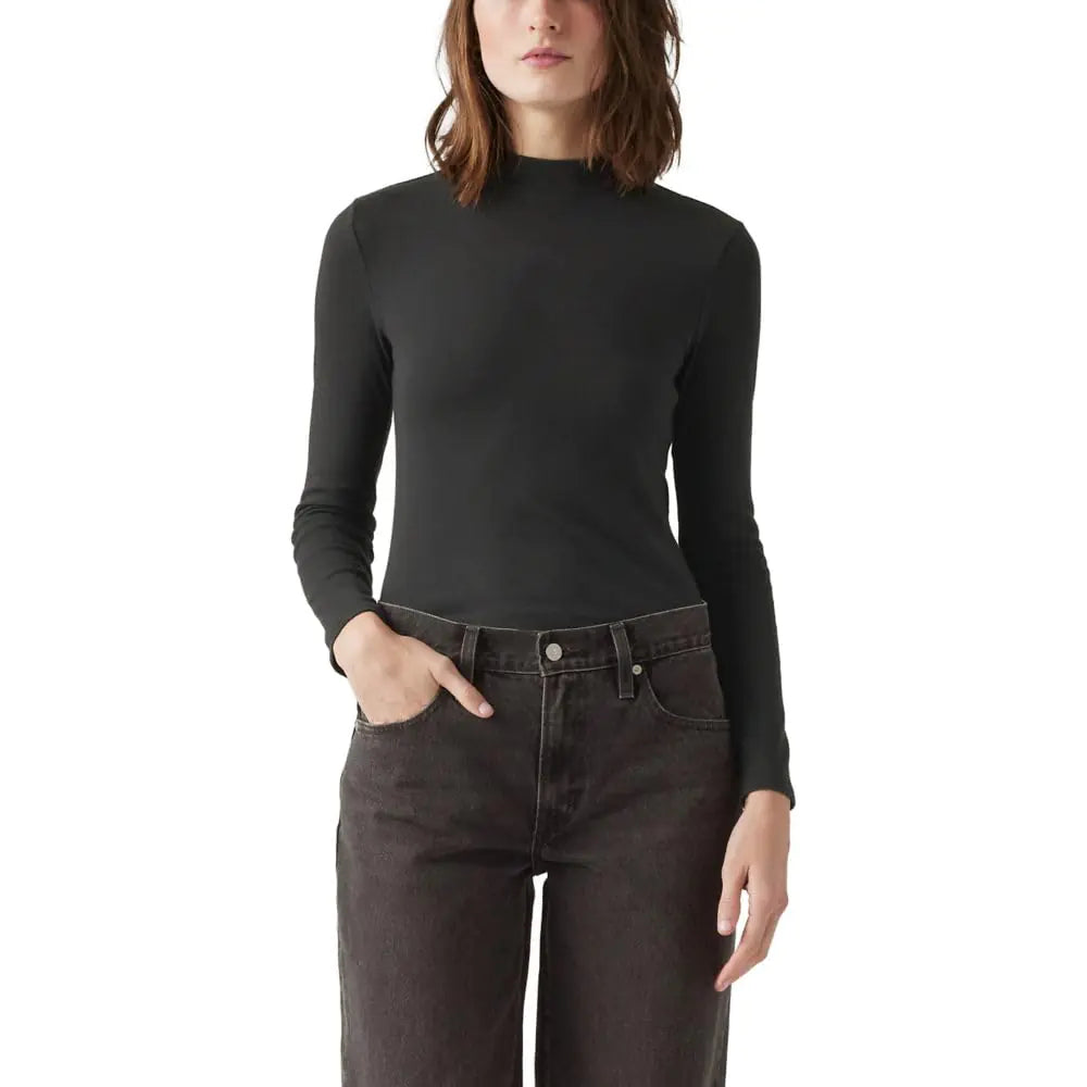 Levis Womens Effortless Long Sleeve Tee Shirt (New) Anthracite Night