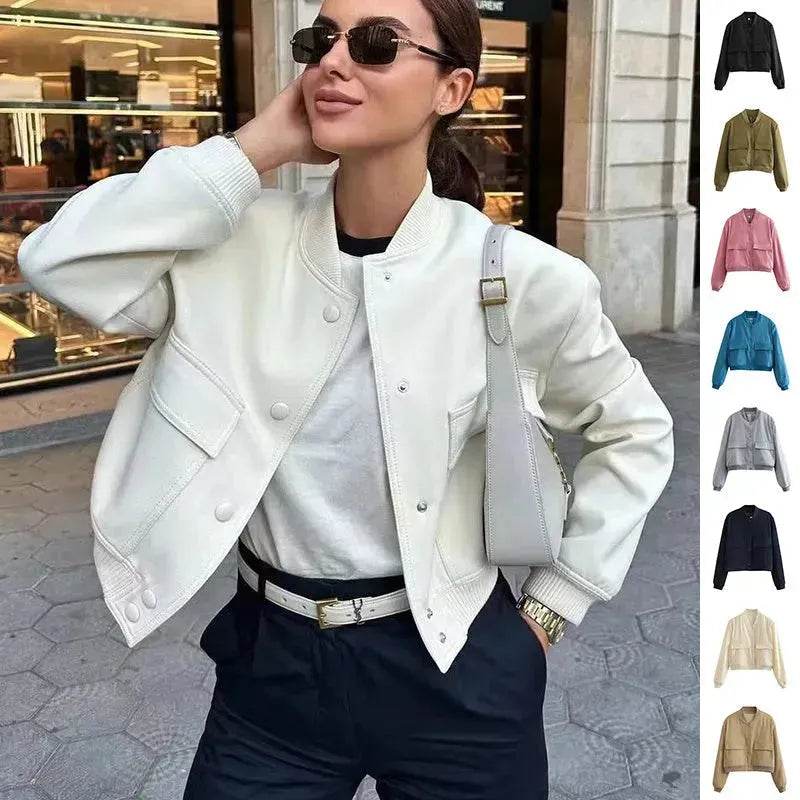 Fall Single Breasted Cashmere Cropped Jacket for women - Velora