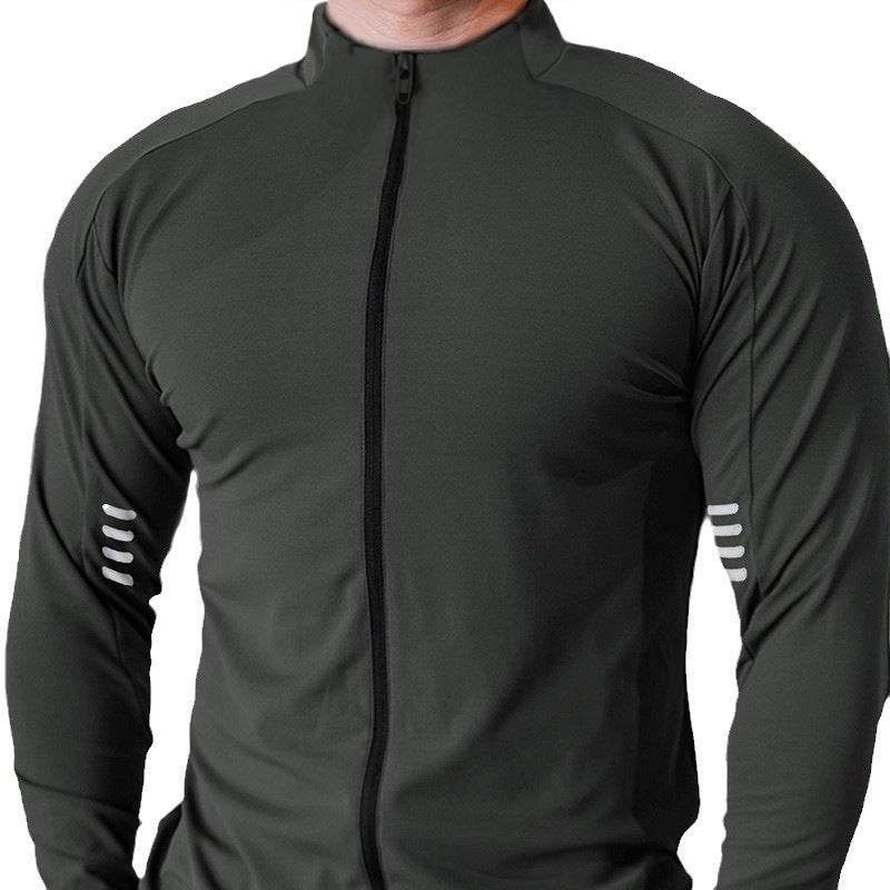 Muscle Fit Long Sleeve Zip Up Quick Drying Sport Workout Gym T-shirt for Men - Velora