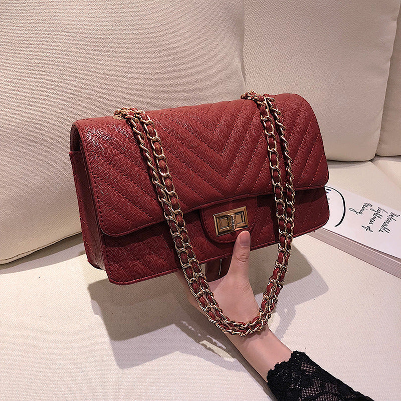 Chanel Style V-Pattern Shoulder Chain Bag