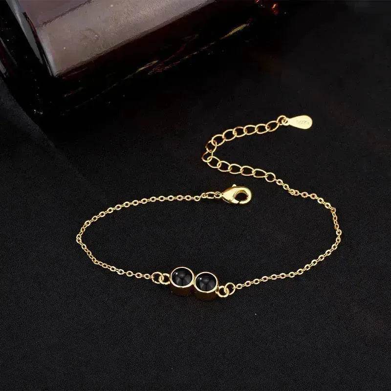 Double Bezel Setting Simple Language Bracelet - Velora