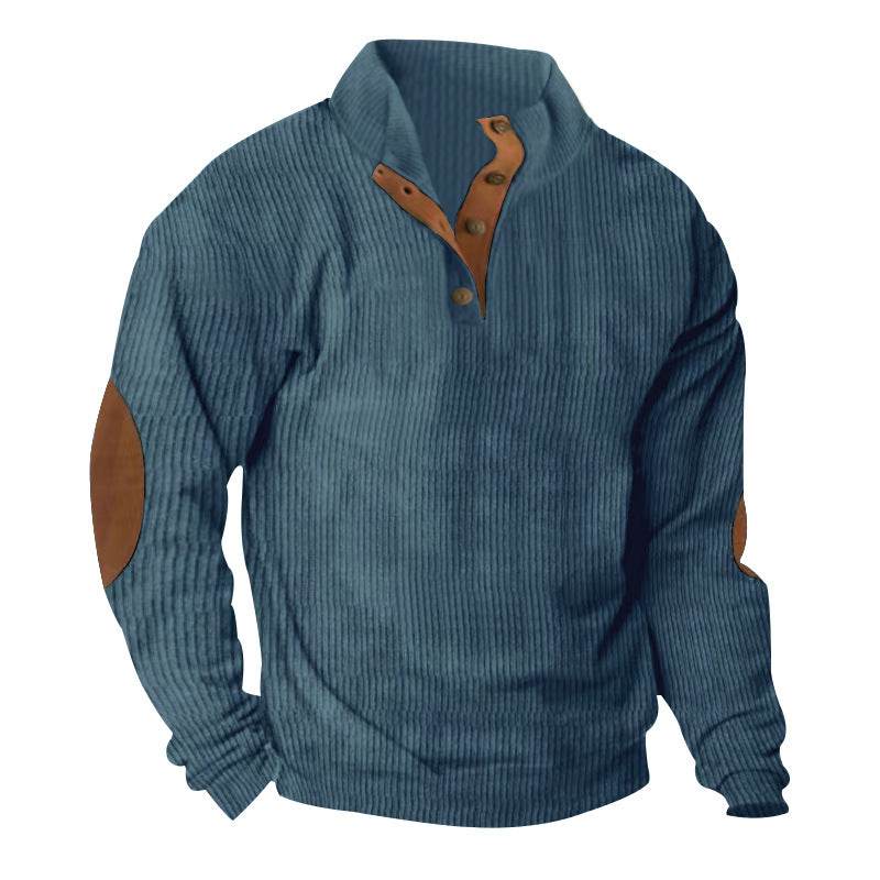 Corduroy Casual Stand Collar Long-sleeved Sweater men - Velora