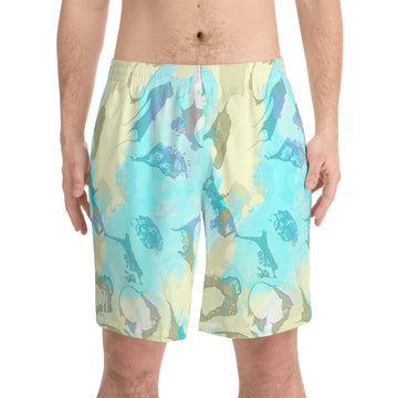 Relaxed fit Men's Elastic Beach Shorts-Sea shells