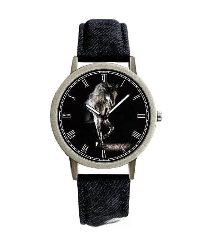 Steed Large Dial Men's Denim Strap Watch - Velora