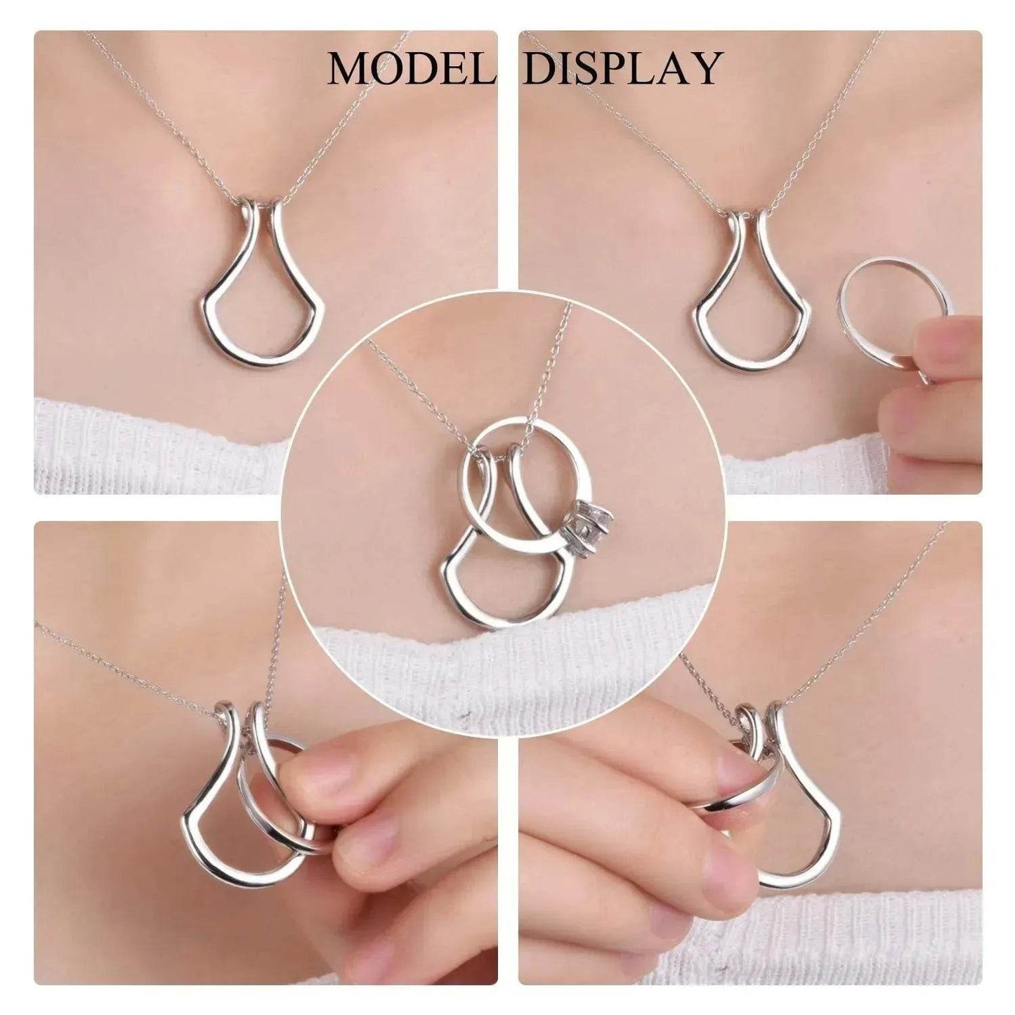 Sterling Silver Ring Holder Necklace Pendant Jewelry for Women - Velora