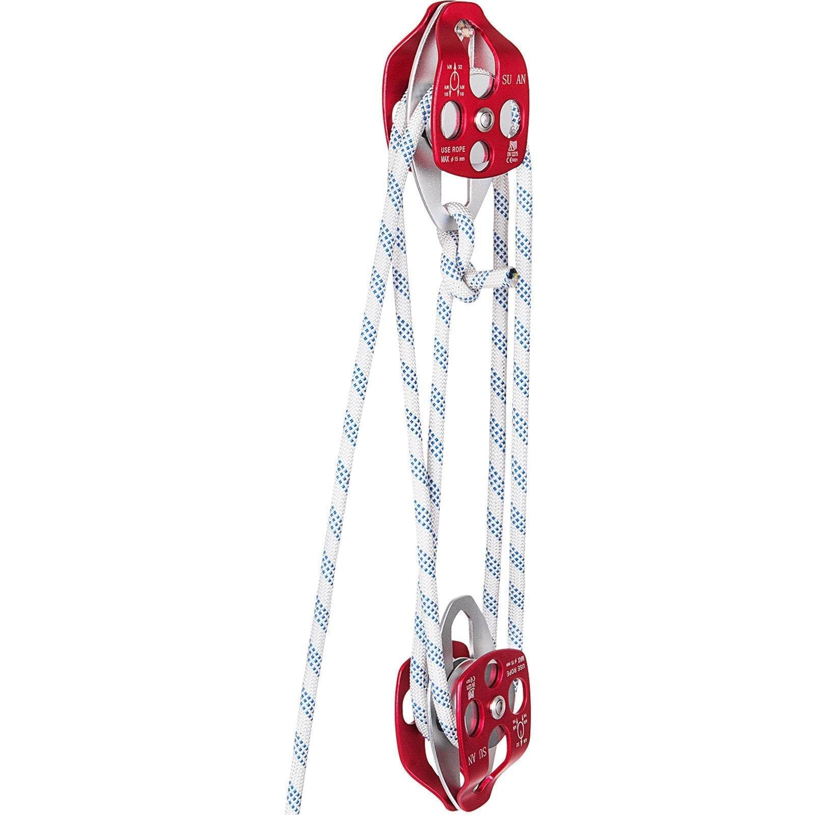 Twin Sheave Block And Tackle 1 2 X 200Ft Twin Sheave Block With Braid Rope 30-35KN 6600-7705LBS Double Pulley Rigging - Velora
