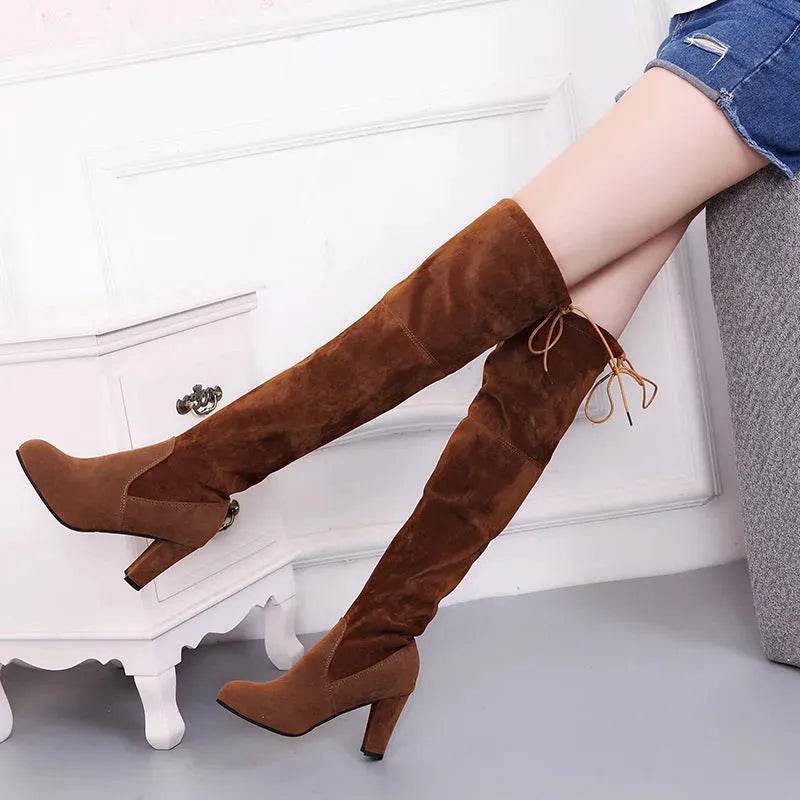Black Knee High Boots For Women Shoes High Heel Long Boots - Velora