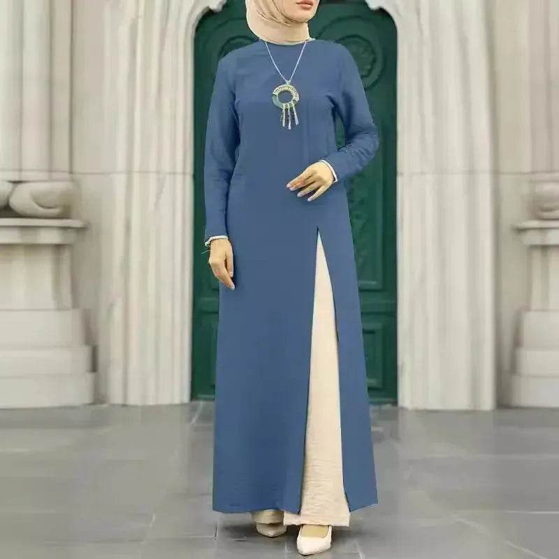 ArabWomen Plain Split Long sleeve Abaya Dress - Velora