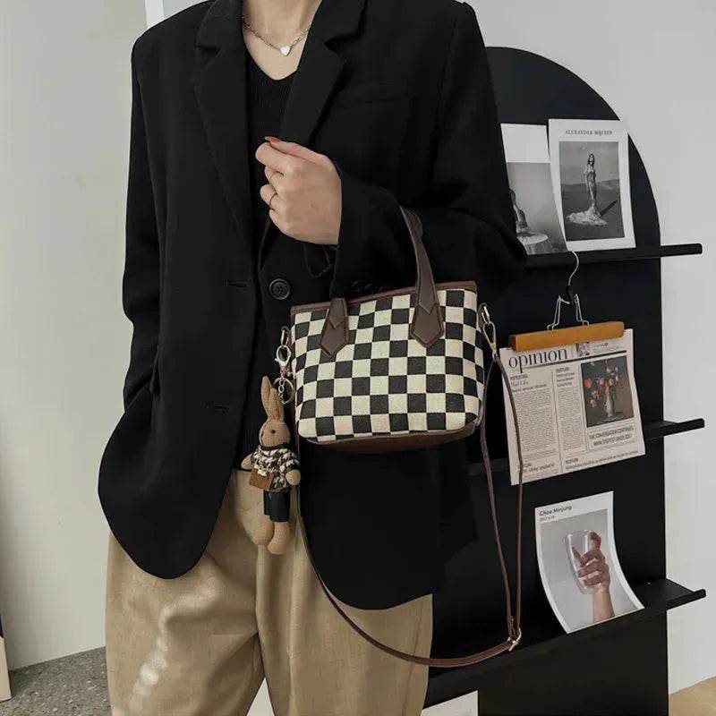 Fashion Houndstooth Shoulder Bags Portable Checkerboard Handbags All-match Messenger Crossbody Bag Women - Velora